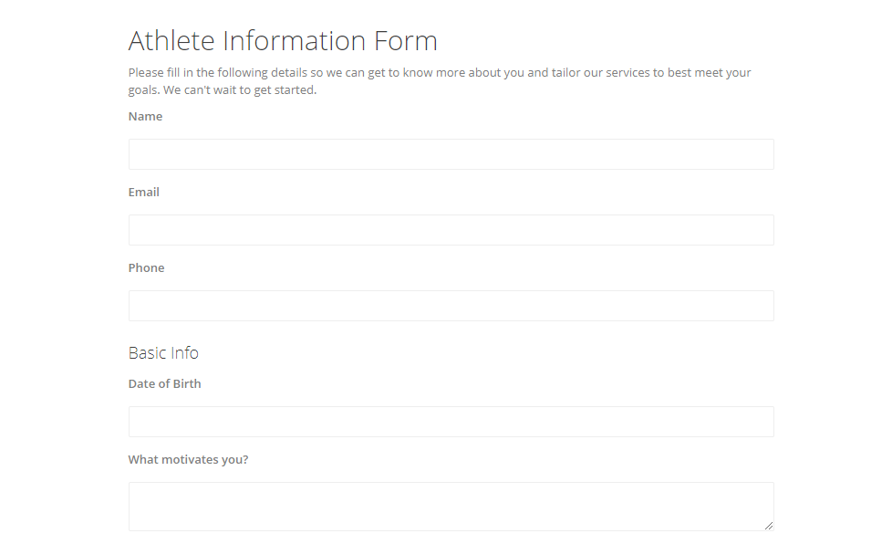 Athlete Information Form 2