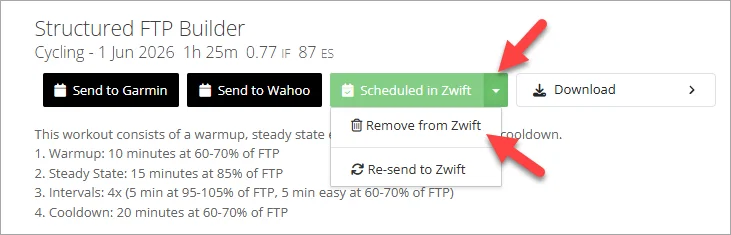 Remove or Resend from Zwift